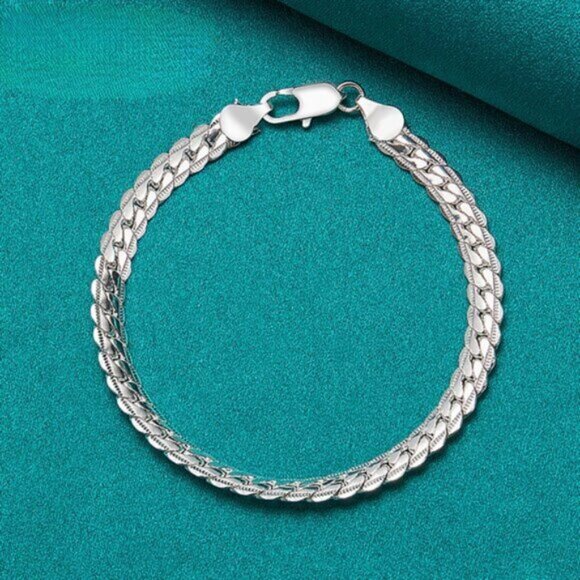 Other - 925 Sterling Silver 6mm Link Chain Bracelet for Men & Women